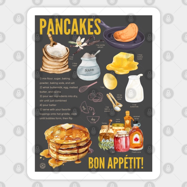 Pancakes Recipe - Breakfast Lover’s Print Sticker by TuncGK